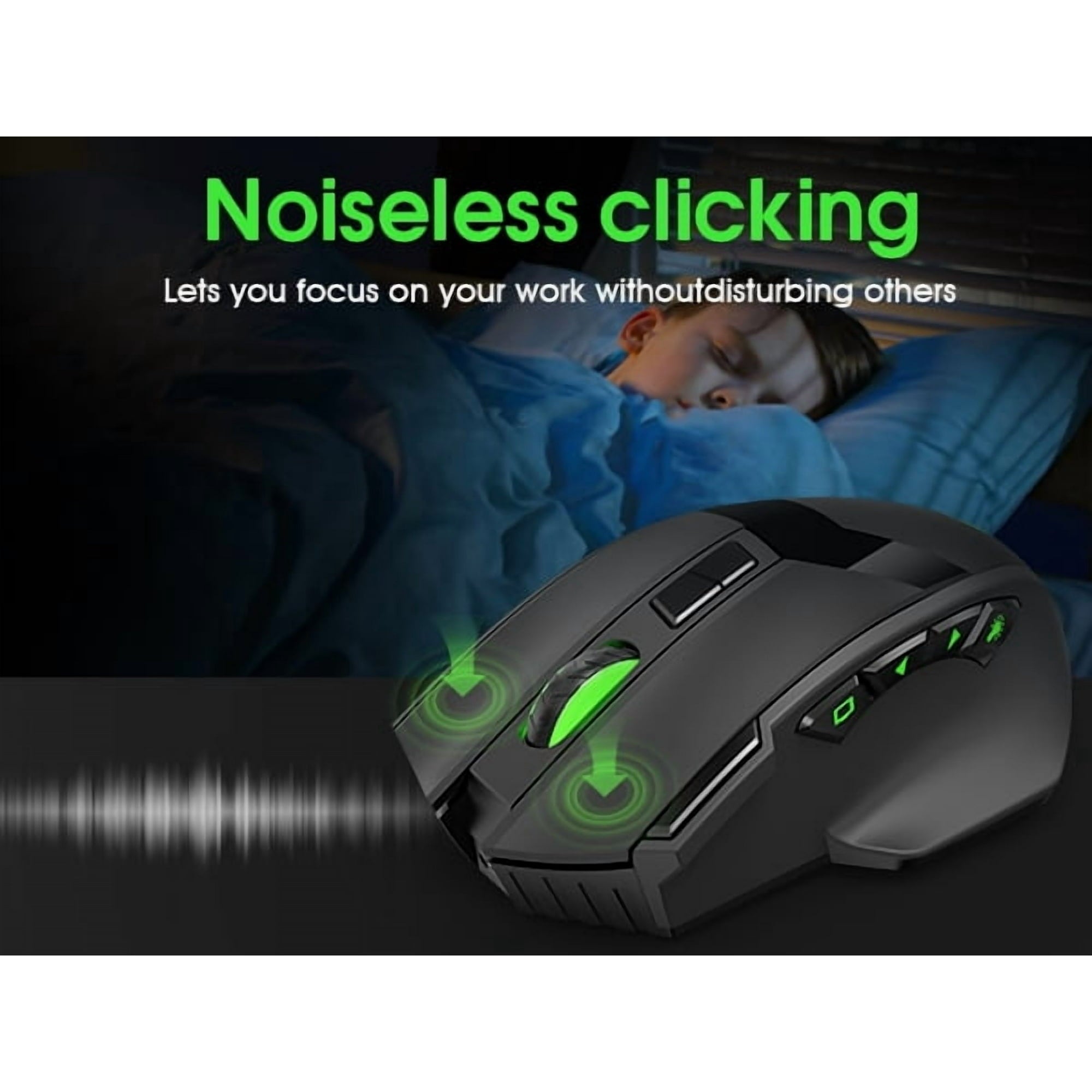 Wireless Gaming Mouse, 16000 DPI Adjustable, Bluetooth 5.2 & 2.4GHz Dual Mode, Lightweight, 10 Buttons, RGB Lighting, for PC Gaming & Office, Muzpu (Black)