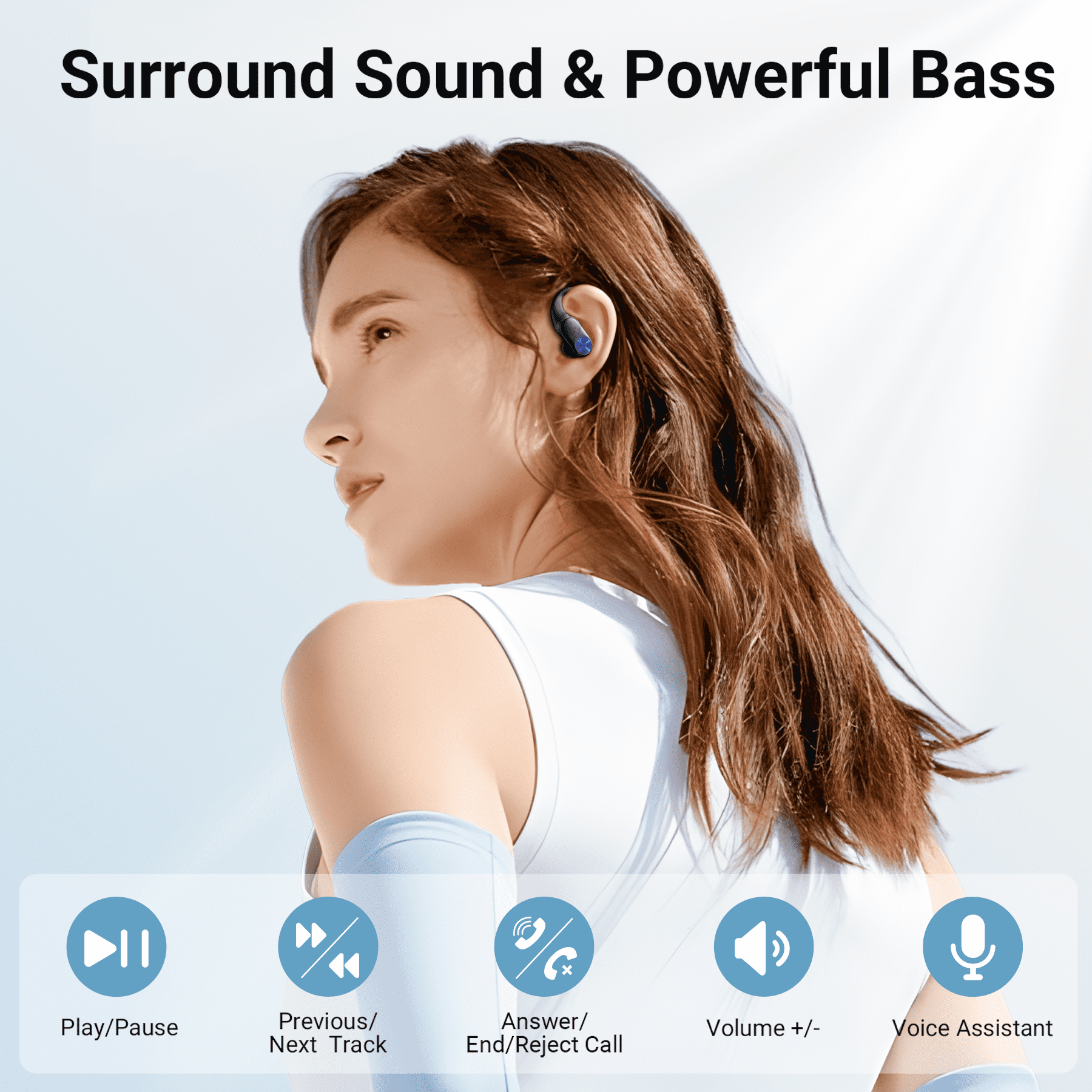 VEAT00L V6 Bluetooth Headphones Wireless Earbuds 88Hrs Playback Sport Ear Buds with Earhook Digital Display Charging Case IPX7 Waterproof Earbud Deep Bass Running Earphones for iOS Android Cellphone