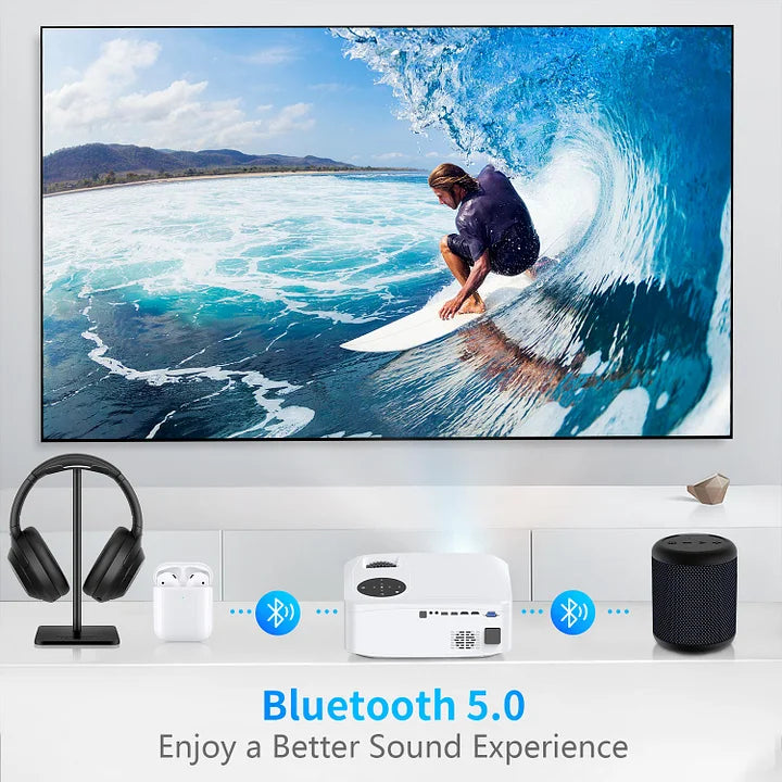 5G WiFi Bluetooth Projector, Native 1080P 20000LM 450" Display Support 4K Movie Projector, High Brightness for Home Theater and Business, Compatible with iOS/Android/TV Stick/PS4/HDMI/PPT/USB