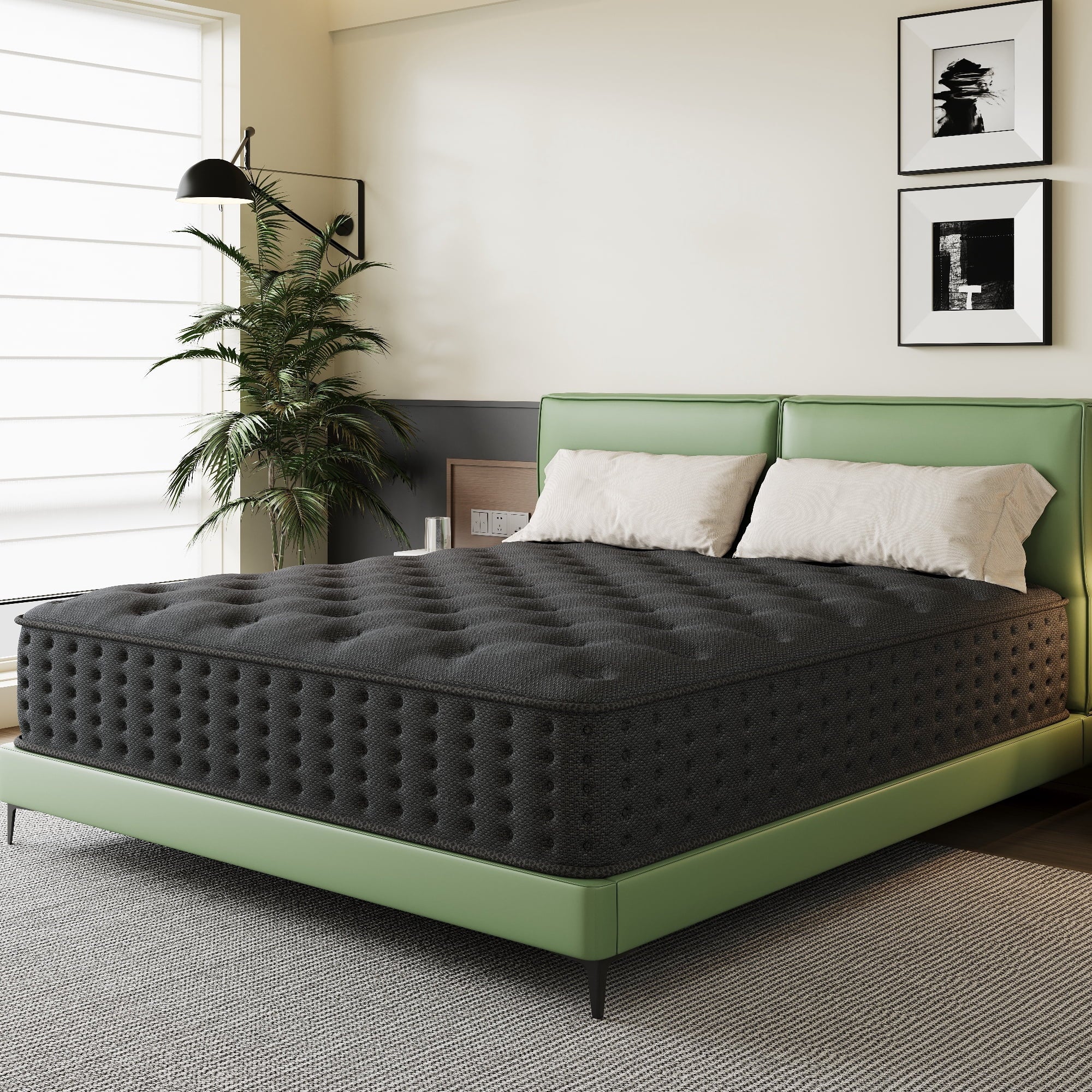 Tryagat 14” King Hybrid Mattress in a Box, Medium Firm King Size Mattresses, Cooling Gel Memory Foam Mattress with Individually Wrapped Pocket Coils, Pressure Relief
