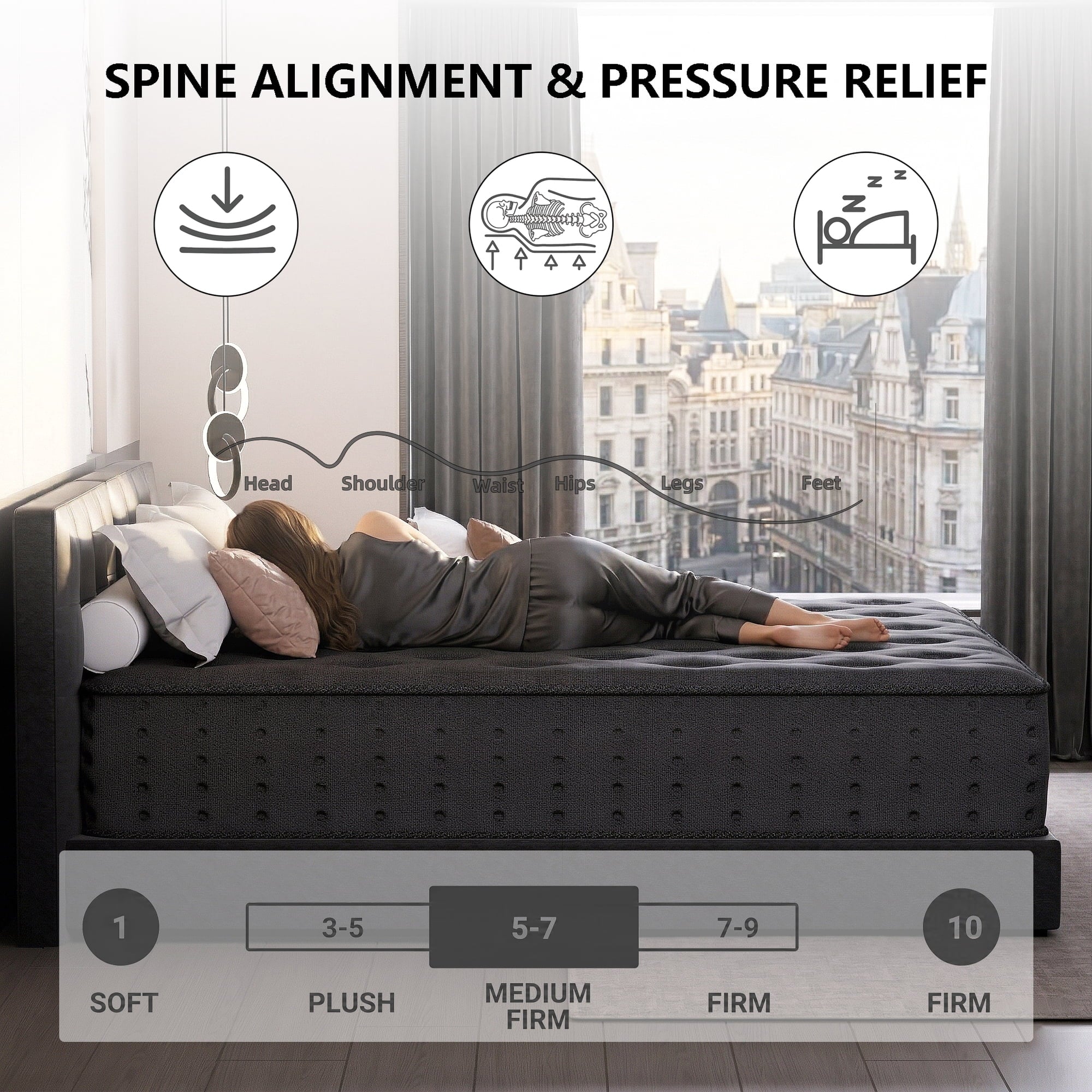 Tryagat 14” King Hybrid Mattress in a Box, Medium Firm King Size Mattresses, Cooling Gel Memory Foam Mattress with Individually Wrapped Pocket Coils, Pressure Relief