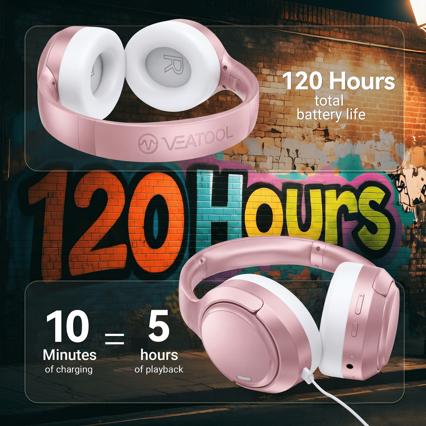 Hybrid Active Noise Cancelling Headphones,-50dB Wireless Bluetooth Headphones with Hi-Res Audio,120H Playtime Over Ear Bluetooth Headphones with 6 ENC Clear Mic,ANC Headphone for Travel Home Office