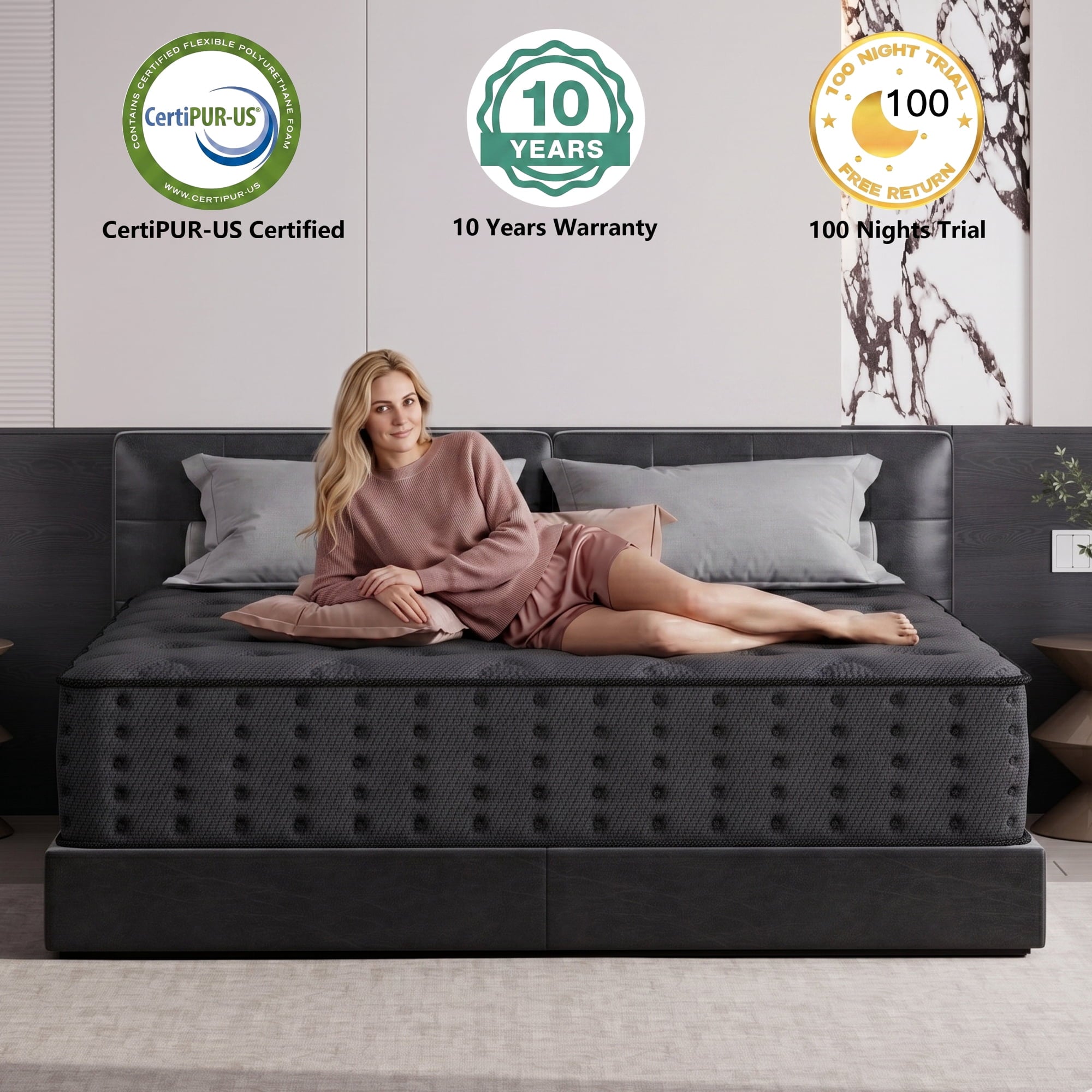 Tryagat 14” King Hybrid Mattress in a Box, Medium Firm King Size Mattresses, Cooling Gel Memory Foam Mattress with Individually Wrapped Pocket Coils, Pressure Relief